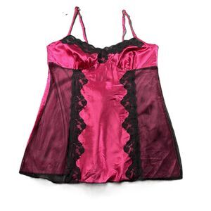 Cacique Women Nightgown Chemise Nightie Lingerie Lace Sheer Hot Pink 18/20 J133